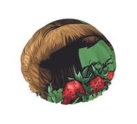 Capybara Eat Strawberry Cuffia da doccia impermeabile riutilizzabile da donna - Copertura elastica per capelli per bagno, spa, viaggi e uso quotidiano