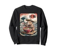 Capybara Eating Ramen Vintage Vantage Noodles Art Graphic Felpa