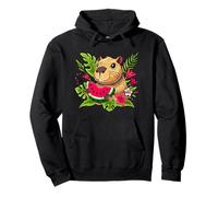 Capybara Eating Watermelon Illustration Graphic Designs Felpa con Cappuccio