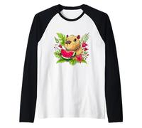 Capybara Eating Watermelon Illustration Graphic Designs Maglia con Maniche Raglan