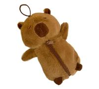 Capybara Feather Pencil Case - Peluche Tasca Di Cartoleria Capybara, Tasca Con Zip A Matita Snap A Molla | Organizzatore Di Sacchetti Culturali Da Viaggio, Matite A Molla Dei Cartoni Animati Con Una G