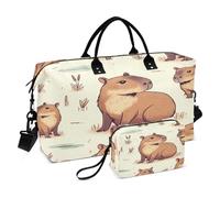 Capybara Friends Borsone da viaggio con borsa da toilette e tracolla regolabile, per viaggi, palestra, yoga, fine settimana, Multicolore, Taglia unica, Beauty case