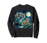 Capybara Howling at The Moon Night Sky Animal Art Felpa