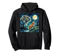 Capybara Howling at The Moon Night Sky Animal Art Felpa con Cappuccio