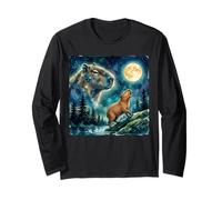 Capybara Howling at The Moon Night Sky Animal Art Maglia a Manica