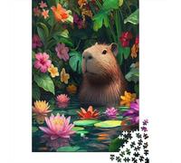 Capybara in Flower Garden 1000 Pezzi Carta Ecologica Puzzle Premium Decompressione Educativa Decorazione Murale Regali 38x26cm/1000pcs