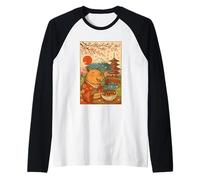 Capybara Indossa Kimono Mangiare takoyaki Sakura mt Fuji Giappone Maglia con Maniche Raglan