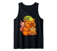 Capybara Indossa Turtle e Axolot Zaino Boba Tea Kawaii Canotta
