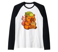 Capybara Indossa Turtle e Axolot Zaino Boba Tea Kawaii Maglia con Maniche Raglan