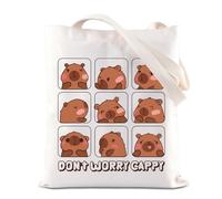 Capybara Inspire Tote Bag Don't Worry Be Cappy Quote Borsa Capybara Amante Regalo Animale Parodia Regalo, Cappy T Regno Unito, INCHES