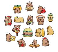 Capybara Iron-On Embroidery Patches, 16-Piece Aesthetic Animal Patch Set for Clothes Repair, Crafts, Jackets, Hats, Backpacks, Handmade Decorations for Men, Women, Teens, Travel Use