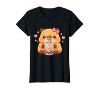 Capybara Kawaii Anime Bere Bubble Tea Amante Donne Ragazza Maglietta