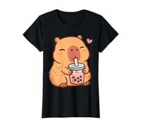 Capybara Kawaii Anime Bere Bubble Tea Amante Donne Ragazza Maglietta