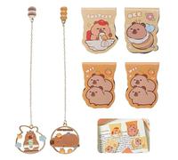 Capybara - Kit segnalibro Kawaii, 4 segnalibri magnetici e 2 in metallo assortiti, per donne, uomini, adulti, bambini, scuola e ufficio