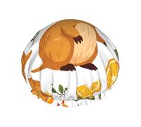 Capybara Lemons - Cuffia da doccia impermeabile e riutilizzabile per donne, copertura elastica per capelli, per bagno, spa, viaggi e uso quotidiano