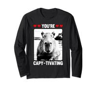 Capybara Love San Valentino Carino Animale Cuori Maglia a Manica
