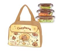 Capybara Lunch Bag - Insulated Reusable Container, Thermal Tote Handbag with Durable Construction, Compact and Portable Meal Prep Accessory for Travel Hiking Picnic Girls Boys Women Men Teens