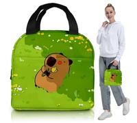 Capybara Lunch Box Borsa per il pranzo isolata carina con manico con cerniera portatile con cerniera Capybara Contesa riutilizzabile per la spiaggia da viaggio da picnic scolastico, stile 6