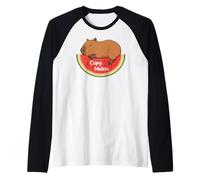 Capybara Melon Rodents Summer Fruits Watermelon Capybara Maglia con Maniche Raglan