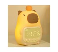 Capybara Night Light with Digital Alarm Clock, Cute Nursery Lamp Rechargeable Tap Dimmable Silicone Night Light for Kids