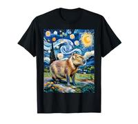 Capybara Notte Stellata Grafica Van Gogh Pittura Capibara Maglietta