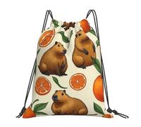 Capybara Orange Slices Borsa Palestra Moda Zaino Sportivo Stringa Borsa con Coulisse per Viaggi Bambino Uomo 36X42Cm