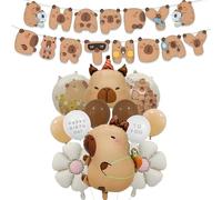 Capybara, palloncini decorativi per compleanno, 13 pezzi, Capybara, palloncini decorativi in pellicola, set con margherite, palloncino e ghirlanda di Happy Birthday per ragazze, ragazzi, feste di