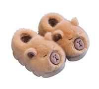 Capybara - Pantofole a forma di animale in peluche, morbide, calde, accoglienti, per interni ed esterni, per tutte le età, Marrone chiaro, 38.5/39 EU