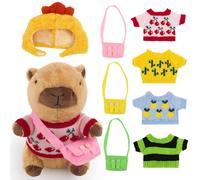 Capybara Peluche, 23cm Giocattolo Peluche Capibara con Vestiti e Accessori Realistico Animale di Peluche di Capibara Animale Giocattolo Peluche Capibara Peluche Capybara per Bambini e Amici, Adulti