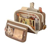 Capybara Pencil Case - Adorable Animal-Themed Pouch With Cute Pins, Spacious Multi-Section Organizer | Ideal For Teens, Kids, Students, Desk Accessories, Classroom, Study, Art Supplies, Portable Stati