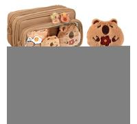 Capybara Pencil Case, Capybara Pen Pouch, 8.66x5.12x2.36 Inches Size Functional Large Stationery Holder,college Desk Organizer for Kids Birthday, School Classroom, Brown