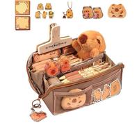 Capybara Pencil Case - Capybara Pencil Case con stazionario | Borsa del porta a penna a Capybara | Impermeabile Capybara Plush e pin Pineste Pencil Aesthetic Pencil per le matite per penne gom