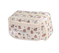 Capybara Pencil Case, Large Capacity Stationery Organizer, Flexible Utility Tool Pouch with Zipper, Cute Animal Design in Beige, School, College, Travel Use 8,27 x 4,13 x 5,12 pollici, cachi, Se
