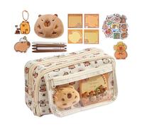 Capybara Pencil Case, Portable Cute Stationery Pen Case, Zippered Pencil Pouch, Wide Opening Mouth Pencil Holder, 9-Compartment Office Supplies Case, Fun Cute Pencil Bag, Pencil Case for Kids