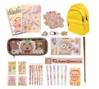 Capybara Pencil Case - Stickers Pens Ruler - Cute Stationery School Case Kit - Cute Schools Stuff - Storage Kits | For Kids , Teen Girls, Classroom, Home, Study Work, Christmas, Birthday Party