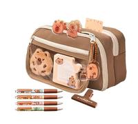 Capybara Pencil, Large Capacity, Pencil Pouch, Cute Design, Fun Accessory, Multi-Layer Pouch Capybara Print Multi-Layer Pencil Pouch, Pen Holders For Office Supplies Teen Girls