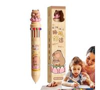 Capybara - Penne multicolori, 12 in 1, penna retrattile a forma di cartone animato, punta fine da 0,7 mm, inchiostro colorato, materiale estetico per la scuola per bambini, studenti, ragazzi e ragazze