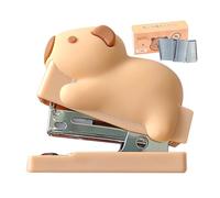 Capybara - Pinzatrice carina, spillatrice per studenti, impugnatura morbida, design compatto, ideale per la scuola e sul posto di lavoro, 6 x 6 cm, colore rosa, 1 set con cucitrice