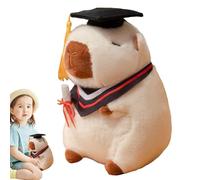 Capybara Plance - Animale animale da 9 pollici con un e un cappello uniforme, pupazzo Capybara morbido e pieno | Adorabile giocattolo laureato per regalo di laurea, decorazione
