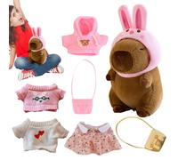 Capybara Plüschtier Mit Kleidung - Dress Up Capybara Plueschtier | 23 Cm Capybaras Stofftier Mit Hut Kleidung Tasche Outfits Für Und Mädchen, Weiches Gefülltes Kuscheltier Accessoires