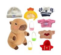 Capybara Plush - Capybara Kuscheltier | Capybaras Plushs with Clothes | 9.06in Capybaras Set | Cartoon Dress-Up Doll Sweater Plush Animal Companion Collectible for Toddler Kids Boys Girls