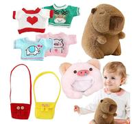 Capybara Plush - Giocattolo Peluche Peluche | Peluche Cuscino Lancio | Capybara Con Abbigliamento E, Giocattolo Morbido E Tenero Per Decorazione, Regalo Di Peluche Per La Decorazione