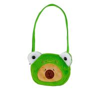 Capybara Plush Purse, Capybara Stuffed Animal Change Purse, 15 x 12 x 3 cm Adjustable Cute Bag, Bear Shaped Wallet for Key, Ideal for Everyday Use, Brown, Pink, Yellow, Green and White, verde, Se