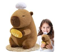 Capybara Plush Toy, Stuffed Animal, Plush Material, Cute Soft, Chef Hat Design, Hug-Friendly Material, 11-Inch, Brown, 1-Pack, Gift For Kids And Adults, 30cm,Safe For