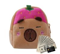 Capybara - Portamonete in peluche portatile, organizer per denaro, clip per | Fermaglio per capelli con cuffie e biglietti da visita al cioccolato, per ragazzi e