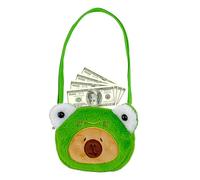 Capybara - Portamonete in peluche, regolabile, motivo animale, borsa morbida con design innovativo, portamonete per donne, ragazze, viaggi, uso quotidiano, Verde, Refer to description, Unisex