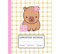 Capybara Purse Composition Notebook - Cute Wide-Ruled School Journal for Girls | 120 Pages | 7.5x9.25 in: Chic Capybara with Pink Purse & Flower - ... Note for Girls, Kids, and Kawaii Lovers