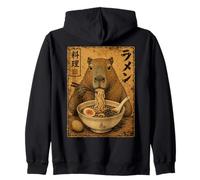 Capybara Ramen Noodles Ukiyo-e Japanese Art Poster Felpa con Cappuccio