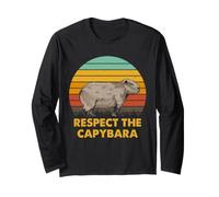 Capybara Respect Meme Retro Roditore Fauna Selvatica Humor Art Maglia a Manica