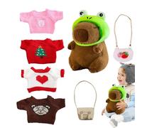 Capybara ripieno con vestiti, peluche Capybara con accessori - Dress Up Capybara peluche - Simpatici giocattoli di peluche si vestono come bambola di peluche Capybara per bambini e ragazze